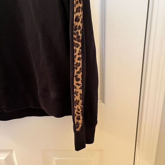 Jak & Rae Black Sweatshirt Leopard Print Stripe Women's Size Large - Picture 5 of 9